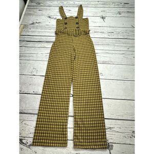 Angie girls‎ Jumper Overall size youth Small Yellow Brown Plaid